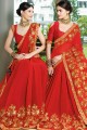Splendid Georgette Saree with Embroidered in Red