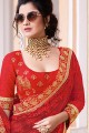 Classy Red Georgette Embroidered Saree with Blouse