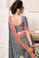 Grey Chiffon Saree with Embroidered