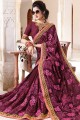 Pink & Magenta Saree in Chiffon with Embroidered