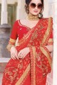 Indian Ethnic Red Embroidered Saree in Georgette