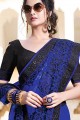 Embroidered Georgette Saree in Royal Blue
