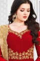 Georgette Red Anarkali Suits with dupatta