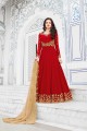 Georgette Red Anarkali Suits with dupatta