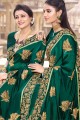 Embroidered Satin & Silk Dark Green Saree Blouse