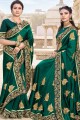 Embroidered Satin & Silk Dark Green Saree Blouse