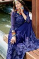 Fascinating Georgette Royal Blue Saree in Embroidered
