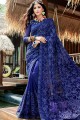 Fascinating Georgette Royal Blue Saree in Embroidered