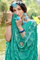 Embroidered Georgette sea Green Saree Blouse