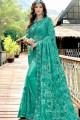 Embroidered Georgette sea Green Saree Blouse