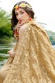 Beige Saree with Embroidered Georgette
