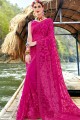Indian Ethnic Embroidered Georgette Rani Pink Saree Blouse