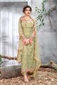 Pastel Green Net Palazzo Suits in Net