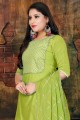 Art Silk Parrot Green Churidar Suits with dupatta