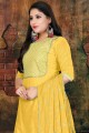Art Silk Churidar Suits with Art Silk in Yellow