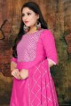 Rani Pink Art Silk Churidar Suits with Art Silk