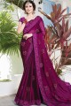 Chiffon & Satin Saree with Embroidered in Purple & Magenta