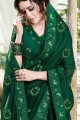 Dark Green Saree with Embroidered Chiffon & Satin