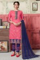 Salwar Kameez in Pink Silk with Jacquard