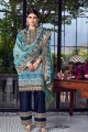 Silk Blue Sharara Suits with dupatta