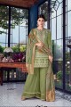 Silk Sharara Suits in Light Green with Silk