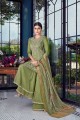 Silk Sharara Suits in Light Green with Silk