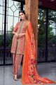 Silk Sharara Suits with Silk in Orange
