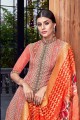 Silk Sharara Suits with Silk in Orange