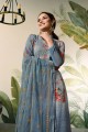 Sharara Suits in steel Blue Georgette with Georgette