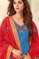 Blue Churidar Suits in Cotton with Cotton
