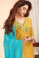 Musturd Yellow Cotton Churidar Suits with dupatta
