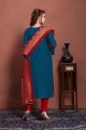 Ravishing Cotton Blue Churidar Suits dupattta