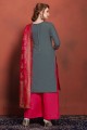 Grey Cotton Pallazzo Pant Churidar Suits with Cotton