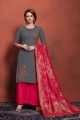 Grey Cotton Pallazzo Pant Churidar Suits with Cotton