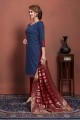 Satin Georgette Palazzo Suits in Wine with dupatta