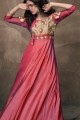 Dark pink Art silk Gown