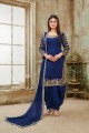 Art Silk Patiala Salwar Patiala Suits in Royal Blue Art Silk