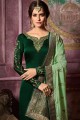 Splendid Dark Green Satin Georgette Churidar Suits with Satin Georgette