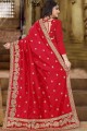 Art Silk Red Saree in Embroidered