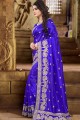 Royal Blue Embroidered Art Silk Saree