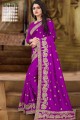 Ethinc Art Silk Saree with Embroidered in Purple