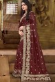 Brown Art Silk Embroidered Saree with Blouse
