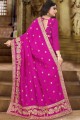 Rani Pink Saree with Embroidered Art Silk