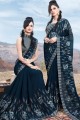 Georgette Saree in Navy Blue with Embroidered