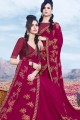 Pink & Magenta Georgette Saree with Embroidered