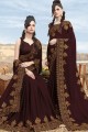Georgette Saree in Brown with Embroidered