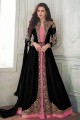 Georgette Anarkali Suits in Black with dupatta