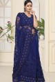 Royal Blue Net Saree with Embroidered
