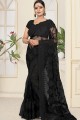 Black Net Saree with Embroidered