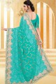 Embroidered Georgette Turquoise Blue  Saree Blouse
